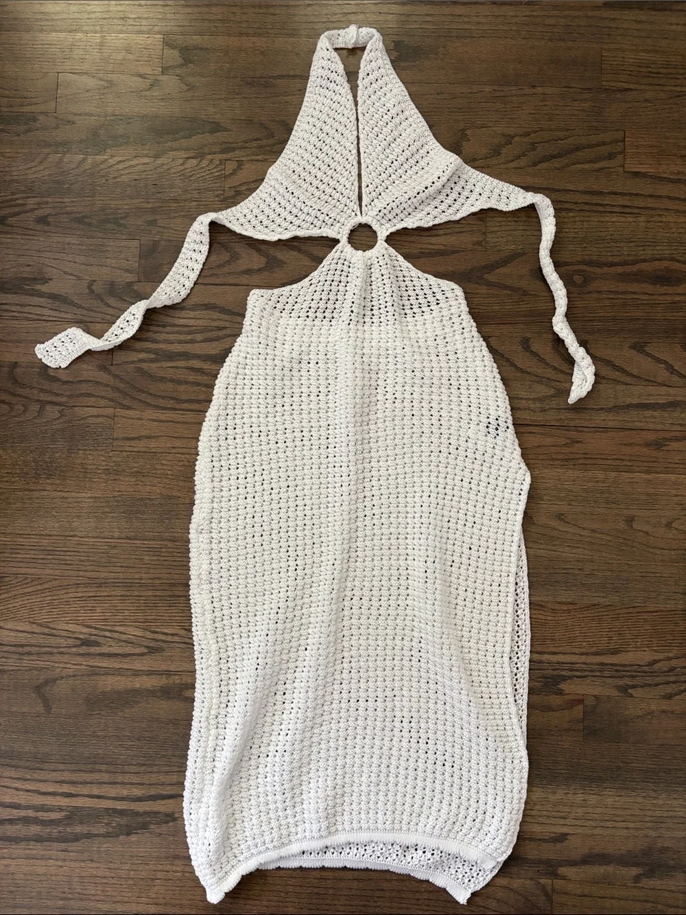 SHEIN White Crochet Halter Swim Coverup